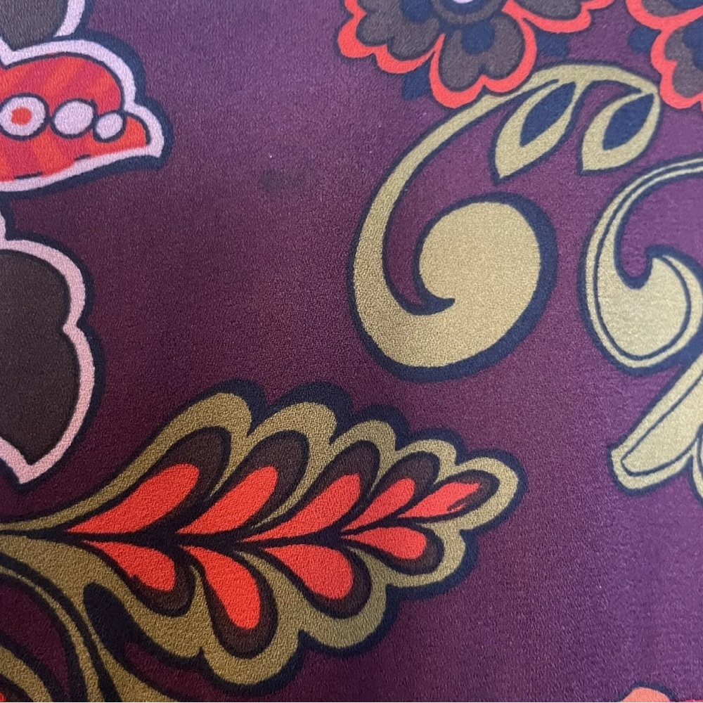 Loft Women's Purple Floral Print Ruffle Long Sleeve Blouse Top XL - Picture 3 of 5
